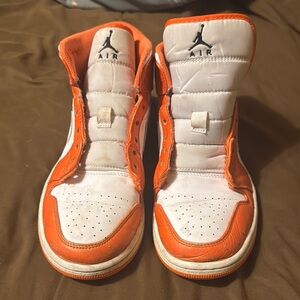 Nike White and Orange Sneakers with Chunky Silhouette and Velcro Strap